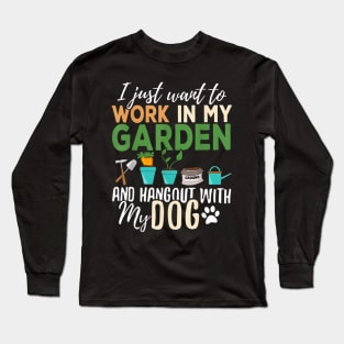 Gardening T-Shirt Dog Lover Gardener Garden Pet Gift Plants Long Sleeve T-Shirt